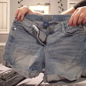 light washed jean shorts